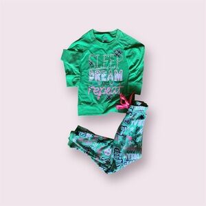 Girls Justice Green Pjs size 8